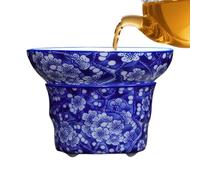 Infusor De Paraguas De Porcelana Azul Y Blanca Con Base - Colador De Té De Hojas Sueltas De Cerámica 8,5 Cm | Filtro De Té Antifugas Kung Fu, Herramienta De Elaboración De Cerveza De Estilo Chino, Col