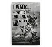 Inga Cartel de metal con texto en inglés "Firefighter Walk Through The Darkest Valley Fear No Evil" (20,3 x 30,5 cm)