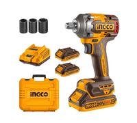 Ingco 20 V llave de choque inalámbrica sin escobillas 400 NM atornillador eléctrico inalámbrico 2300 rpm, con 2 baterías 2,0 Ah, 1 cargador CIWLI2040