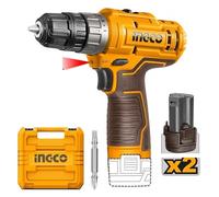 INGCO Taladro inalámbrico de 12 V, 2 baterías de iones de litio de 12 V y 1,5 Ah, cable USB tipo C, no incluye cargador - Modelo: CDLI12202