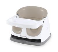Ingenuity, Alzador de Asiento y Silla Elevadora 2en1 para bebés y niños, arnés de seguridad, bandeja extraíble, sin BPA, trona viaje portátil y fácil de limpiar, a partir de 6 meses, beige
