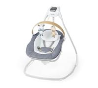 Ingenuity, Columpio Calmante y Compacto SimpleComfort, Barra de Juguetes Giratoria, Asiento Giratorio, 6 Velocidades, para Edades de 0 a 9 Meses, hasta 9 Kgs, Gris - Chambray