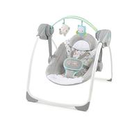Ingenuity Comfort 2 Go Columpio acolchado compacto portátil de 6 velocidades con música, se pliega fácilmente, 0-9 meses (Fanciful Forest)