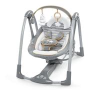 Ingenuity Swing 'n Go Deluxe Columpio de 5 Velocidades con Arnés Acolchado - Plegable, Portátil, 2 Juguetes de Peluche y Sonidos, 0-9 Meses (Bella Teddy)