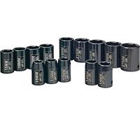 Ingersoll Rand SK4M14N Juego de vasos de impacto métricos de 1/2 pulgada, acero al cromo-molibdeno, duraderos, acabado negro para alto rendimiento