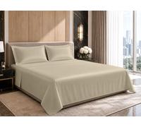 Inicio - Juego de sábanas para cama de matrimonio, 100% algodón satinado, densidad de hilos 300, que incluye una sábana encimera de 180 x 200 cm