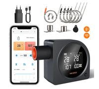 INKBIRD ISC-028BW Controlador de temperatura de parrilla inalámbrico con 5 sondas, ventilador ahumador automático, alarmas de alta y baja temperatura EU Plug