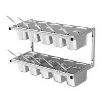 inless - Carrito de acero de 2 niveles montado en la pared con 10 rejillas, mesa de parrilla reurant eficiente para pizzas y nizat, perfecto para cocinas