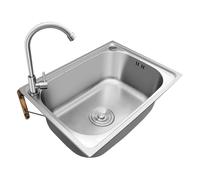 Inless - Fregadero de acero para lavar a mano con grifo, lavabo portátil para camping, Ga Worhop, lavandería, 38 x 32,5 cm, fácil de limpiar y versátil