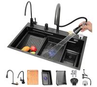 Inless - Fregadero de cocina de acero de 80 x 50 cm, fregadero de un solo tazón para cocinas modernas, ideal para cocinar en casa y preparación veterinaria