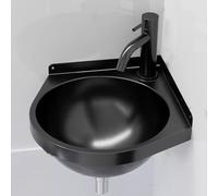 Inless - Fregadero esquinero de acero - 21 x 21 x 15 cm, lavabo triangular montado en la pared con grifo y kit de drenaje para cocina, lavandería, sala de cocina, cuarto de baño, restaurante, color