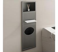 inless - Pared empotrable de acero para baño con cubo de basura integrado, estante de ducha y dispensador de toallas de papel, recipiente de residuos, 28 x 60 x 13.5 pulgadas, color gris