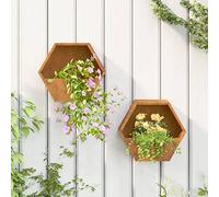 INLIFE Macetero de pared 2 unidades, acero corten gris, 30 x 10 x 25 cm, 2,04 kg, 823684
