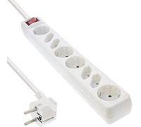 InLine 16481T - Regleta (8 enchufes, 4 contactos de protección y 4 enchufes Europeos, con Interruptor, 1,5 m), Color Blanco