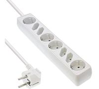 InLine 16483W - Regleta de 8 enchufes (4 contactos de protección y 4 Euros, 3 m), Color Blanco