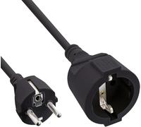 InLine - Cable alargador (con protección para niños, Macho-Hembra, 7 m), Color Negro