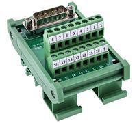 InLine D-Sub 92502D 15 Terminal Bloque de Terminal Conector para Carril de 2 Filas, Terminal Bloque de 15 Pines, Conector Lateral para RS232/Industria