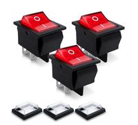 Innfeeltech Mini Interruptor Basculante 3 Piezas Rojo KCD4-101 Interruptor de 4 Pines y 4 Posiciones con 3 Tapas Estancas