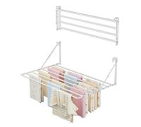 Innotic Tendedero de Pared Plegable de 80 cm, Resistente a la corrosión, para Exteriores, con 8 Barras, Gran Espacio, Ahorra Espacio, para Exteriores, baño, balcón, lavandería, Color Blanco