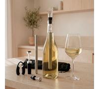 InnovaGoods - Juego de Accesorios para Vino, 2 Barras enfriadoras de Acero Inoxidable 304, Cortador de cápsulas, tapón vacío Impermeable, aireador con tapón antigoteo, Bolsa de Transporte