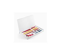 InnovaGoods® Juego de cuchillos cocina y pelador, cuchillos con Revestimiento cerámico antiadherente, cuchillos de cortes uniformes y precisos en un solo movimiento, vienen con estuche (6 piezas).