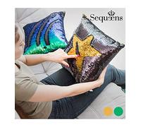 InnovaGoods Mamzelle O Sequeens - Cojín con Funda de Lentejuelas mágicas, poliéster, Dorado, 40 x 17 x 40 cm