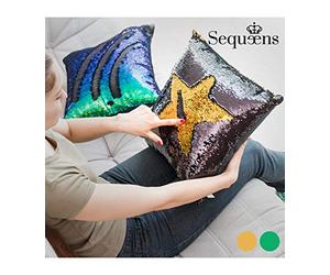 InnovaGoods Mamzelle O Sequeens - Cojín con Funda de Lentejuelas mágicas, poliéster, Dorado, 40 x 17 x 40 cm
