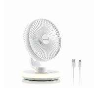 InnovaGoods® Mini Ventilador de Sobremesa Con Luz LED 3 Intensidades 39 LED-4 W, Silencioso 3 Velocidades, Oscilante, Orientación Ajustable 90º