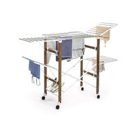InnovaGoods - Tendedero plegable 38 barras, extensible con soportes para calzado y 4 ruedas 360°