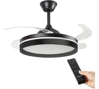 InnovaGoods Ventilador de techo LED con 4 aspas retráctiles, mando a distancia y 6 velocidades