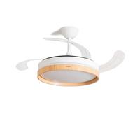 InnovaGoods® Ventilador de Techo con Aspas Retráctiles y Luz LED 72 W, 6 Velocidades, Temporizador, 3 Tipos de Luz, Mando a Distancia, Ø49-104 cm, Silencioso, Función Verano-Invierno. Madera