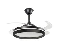 InnovaGoods - Ventilador de Techo con Luz LED, 4 Aspas Retráctiles, Mando a Distancia, 6 Velocidades, 3 Modos de Luz, Función Verano-Invierno, Temporizador, Motor DC, Silencioso, 33 dB, 72 W