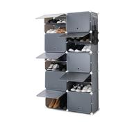 InnovaGoods® Zapatero Modular Portátil, 6 módulos, 10 Compartimentos para 20 pares, Incluye Perchero y Orificios de ventilación, Montaje sin herramientas. mueble zapatero para vestidores, baños, etc.
