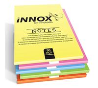 INNOX® - Notas electrostáticas autoadhesivas Innox Notes. Se adhieren sin pegamento, con electricidad estática. Reciclables. Pack de 5, color multicolor, DIN A5, 250 hojas