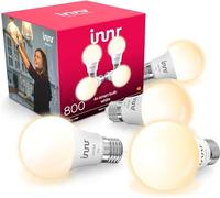innr Bombilla Inteligente E27, para Hue* y hubs Zigbee, 4-pack | Luz LED blanco cálido, 2700K, 806 lúmenes, Regulable