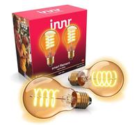 innr Bombilla Inteligente Filamento E27, para Hue* y hubs Zigbee, 2-pack | Luz LED blanco cálido, 2200K, 550 lúmenes, Regulable