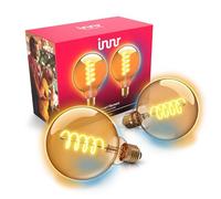 innr Bombilla Inteligente Filamento E27, para Hue* y hubs Zigbee, 2-pack | Luz LED blanco cálido y blanco frío, Globe G95, 1800K-6500K, 640 lúmenes, regulable
