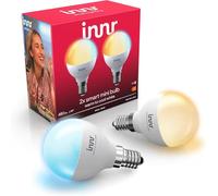 innr Bombilla Inteligente Mini Globo E14, para Hue* y hubs Zigbee, 2-pack | Luz LED Blanco cálido a blanco frío, 2000K-6500K, 460 Lúmenes, Regulable
