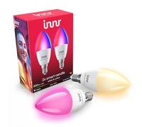 innr Bombilla Inteligente Vela E14, White & Color, para Hue* y hubs Zigbee | Luz LED RGB, blanca y de colores, 16 millones de colores, 500 lúmenes, Regulable, 2-pack