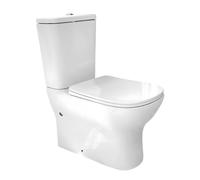 Inodoro Completo, PRAGA Adosado a pared completo con Taza Rimless | Incluye Cisterna con Mecanismo ECO y Tapa Amortiguada de UF