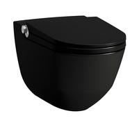 inodoro con bidé integrado Running Cleanet Riva, Flushless, de pared, mando a distancia, asiento de WC con tapa, H8206917160001, Color: Negro Mate