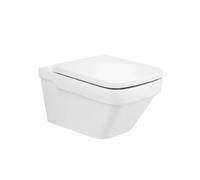 Inodoro con salida horizontal de 36 cm fabricado en porcelana de color blanco Rimless Dama Roca - Asiento con tapa