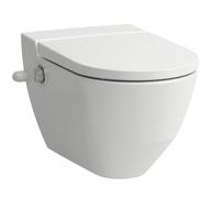 Inodoro de ducha Navia Cleanet, lavable, de 4,5/3 litros, montado en la pared, sin descarga, 37x58 cm, con abertura lateral para conexión de agua externa 19,5 cm, H8206014007171, Color: Blanco con LCC