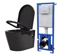 vidaXL Inodoro Colgante Pared Cisterna Oculta Cerámica Retrete Váter WC Color Blanco, Negro, y mas