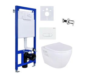 Inodoro de pared con ducha, bidé y función de taharet; kit completo
