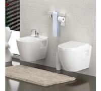 Inodoro de pared con función de bidé y taharet. Inodoro con tapa