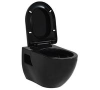 vidaXL Inodoro de montaje en pared de cerámica para baño – Negro