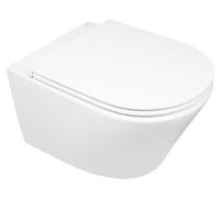 Inodoro de pared de fondo profundo OLTENS, modelo PureRim, 36 x 52 cm, juego que incluye el asiento de inodoro Slim