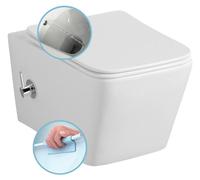 Inodoro de pared Sapho PORTO CLEANWASH, con grifo y ducha bidé, diseño sin borde, 36x52 cm, blanco