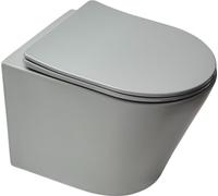 Inodoro de pared SAT con sistema de fijación, para baño de visitas, modelo compacto de 48 cm, con tapa y asiento SoftClose TakeOff en color gris mate